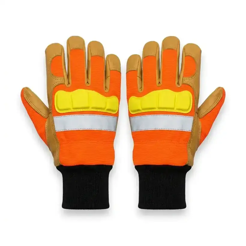 SAS WRK-8001 — A-Grade Cow Grain · Neon Orange Working Glove